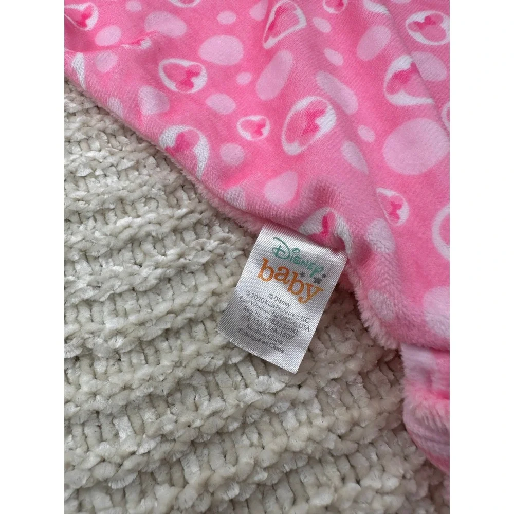 Disney Baby Minnie Mouse Lovey Security Blanket Pink‎ Polka Dot Plush Kids Toy